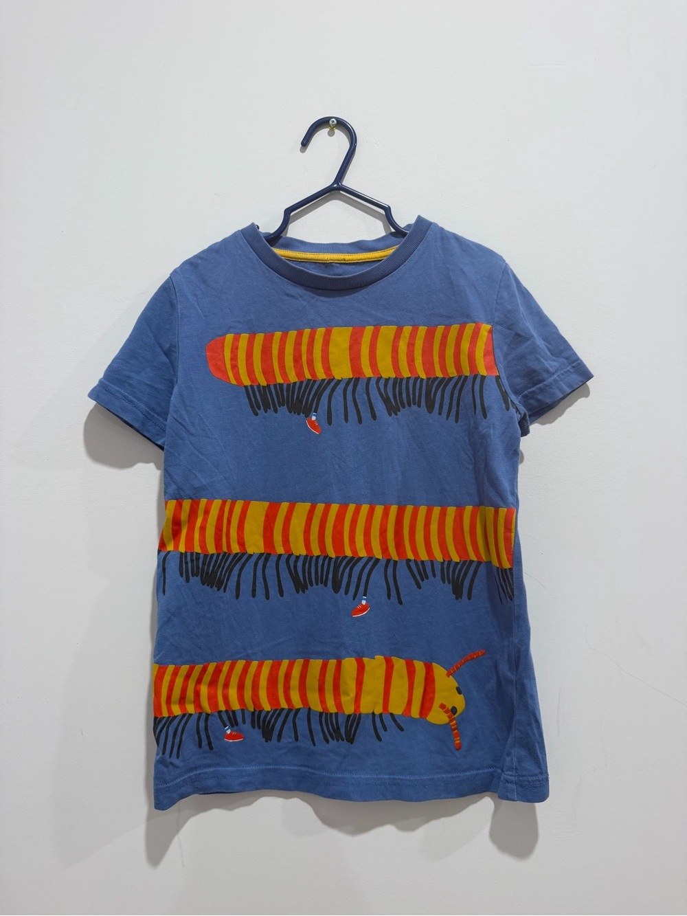 Mini Boden Blue Tee with Caterpillar Graphic 5-6Y